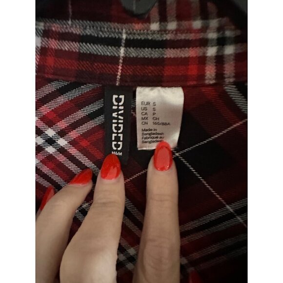 H&M Divided Oversized Plaid Flannel Shirt size small - Picture 2 of 3